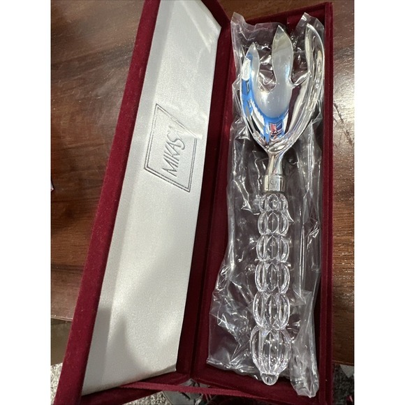 Vintage Mikasa Rousseau Crystal Silverplate Serving Fork With Box - Picture 1 of 6
